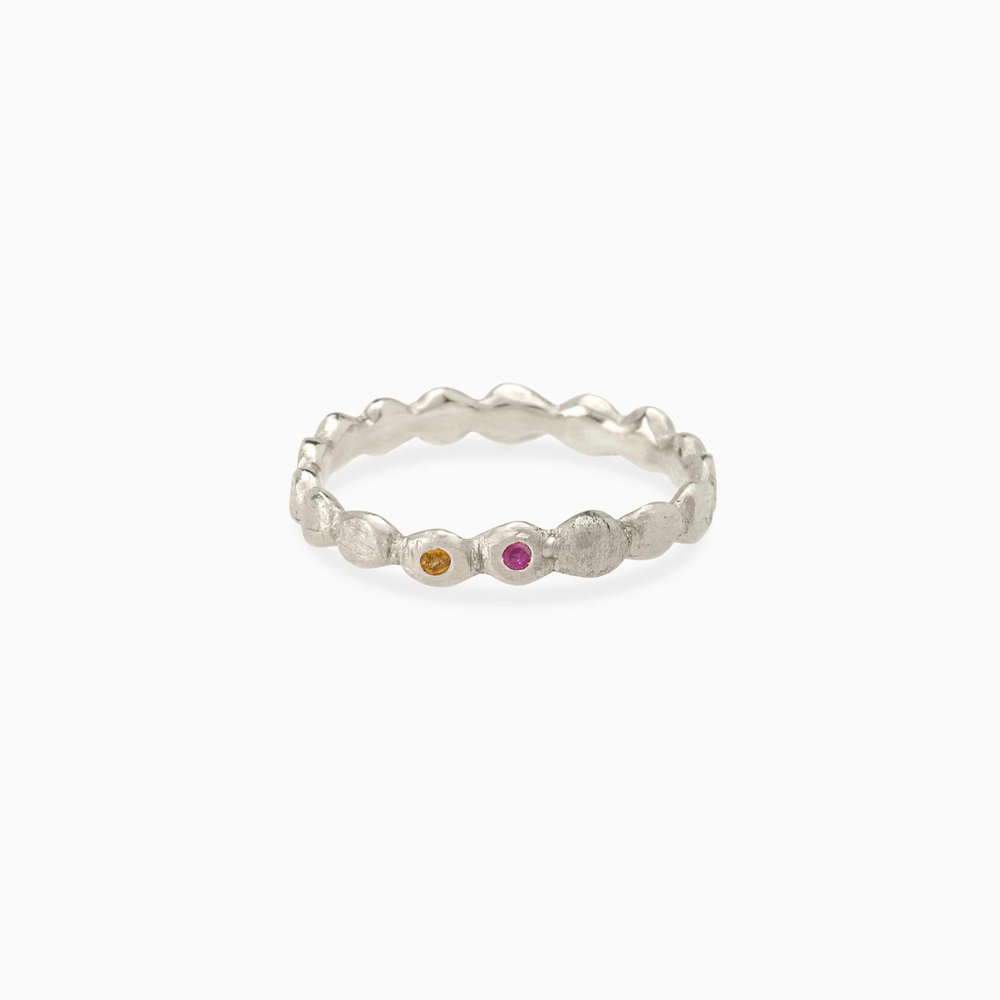 Pebble Stack Stone Ring | Solid White Gold