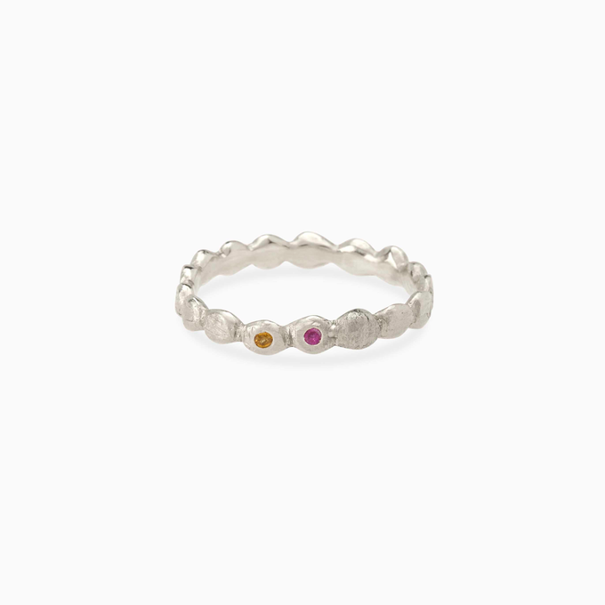 Pebble Stack Stone Ring | Solid White Gold
