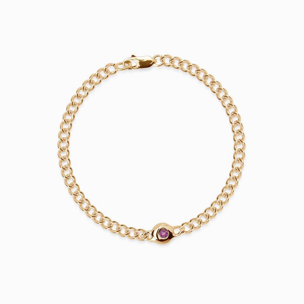 Pebble Stone Curb Bracelet | Solid Yellow Gold