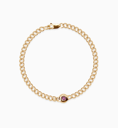 Pebble Stone Curb Bracelet | Solid Yellow Gold