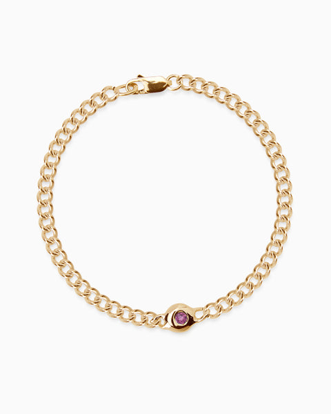 Pebble Stone Curb Bracelet | Solid Yellow Gold