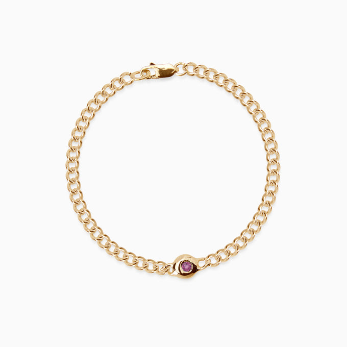 Pebble Stone Curb Bracelet | Solid Yellow Gold