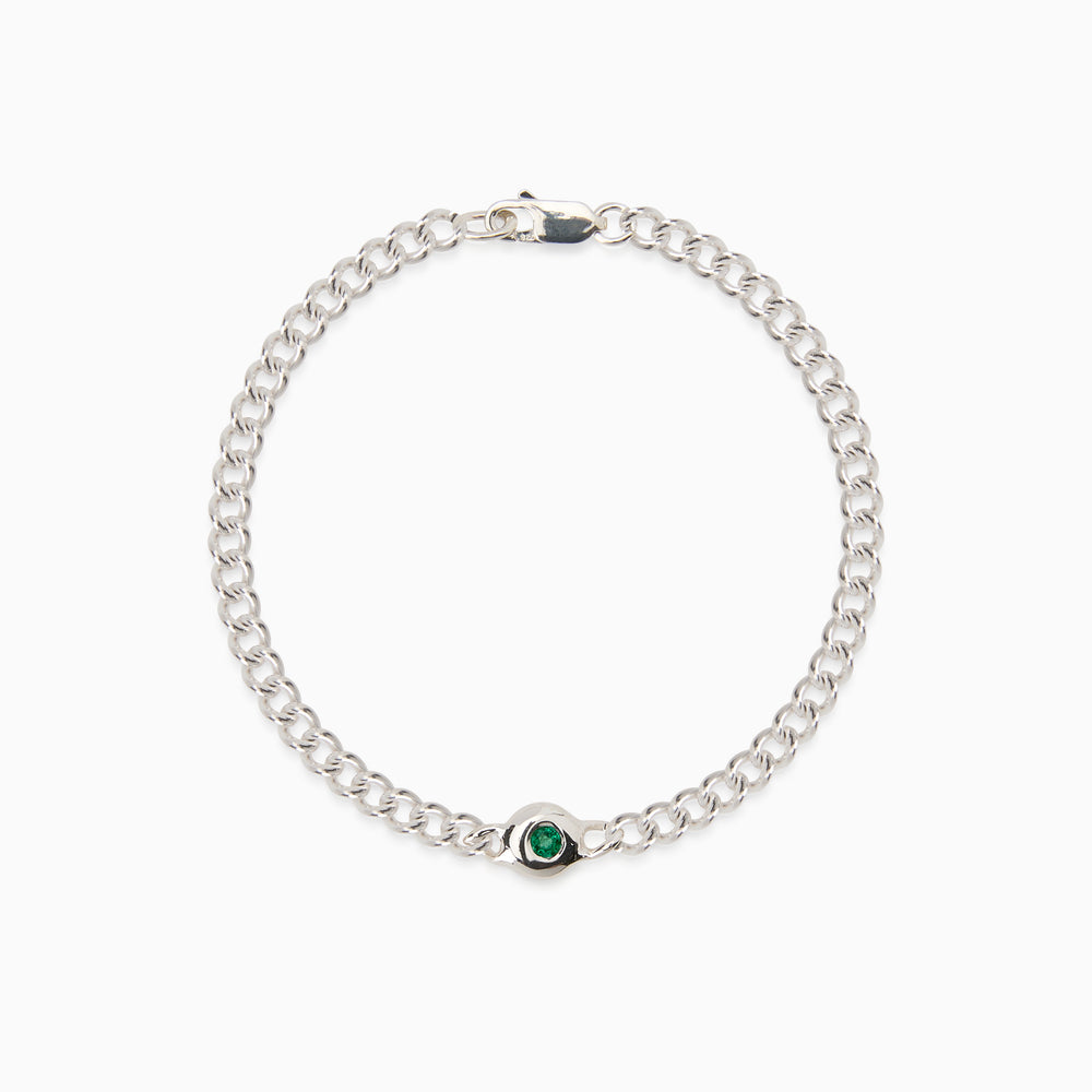 Pebble Stone Curb Bracelet | Silver