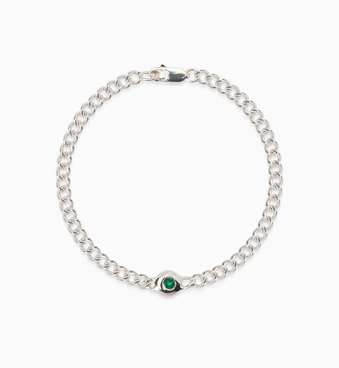 Pebble Stone Curb Bracelet | Silver