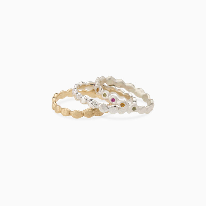 Pebble Stack Stone Ring | Silver