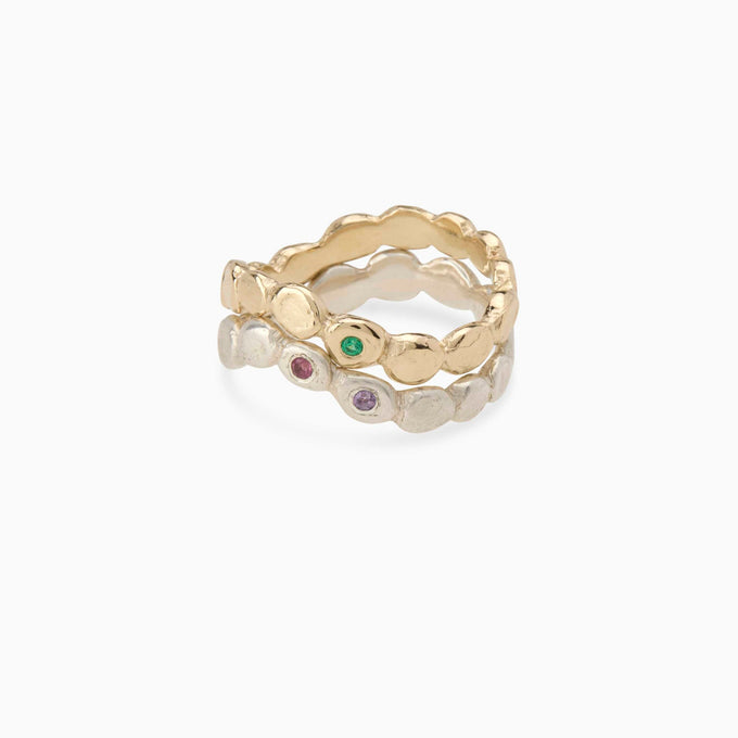 Pebble Stone Circuit Ring | Solid Yellow Gold