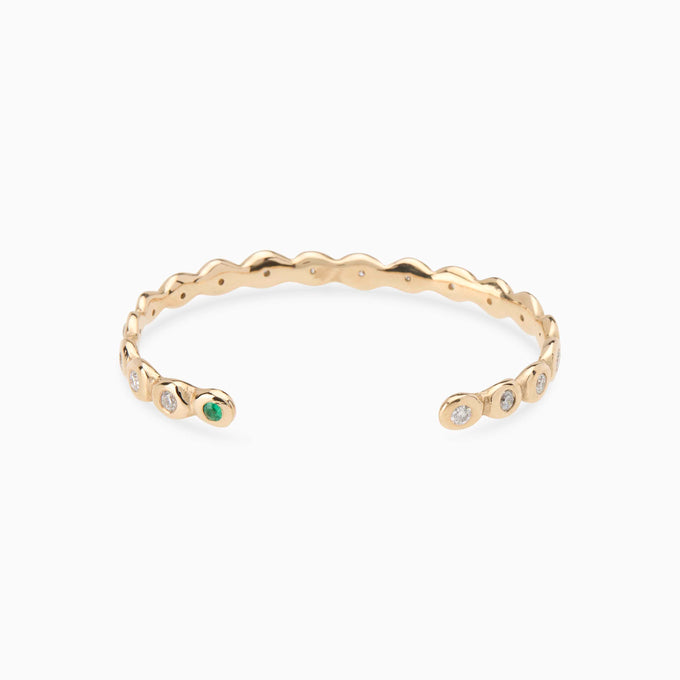Pebble Diamond Cuff  | Solid Yellow Gold