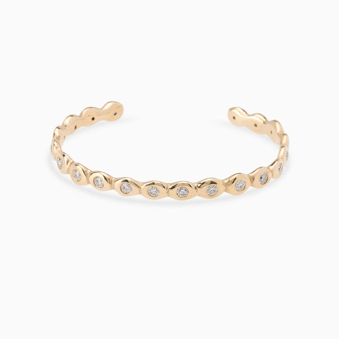 Pebble Diamond Cuff  | Solid Yellow Gold