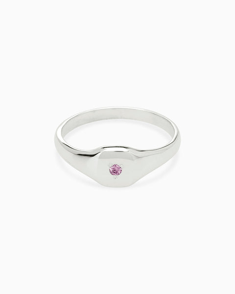 Petite Square Birthstone Signet | Solid White