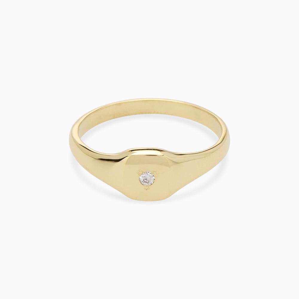 Petite Square Birthstone Signet | Solid Gold