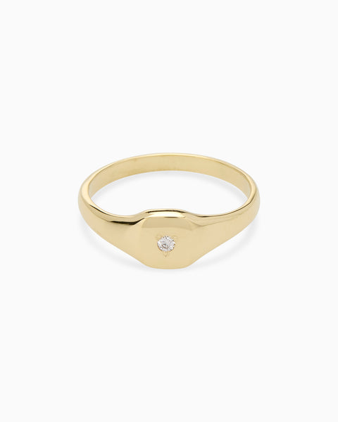 Petite Square Birthstone Signet | Solid Gold