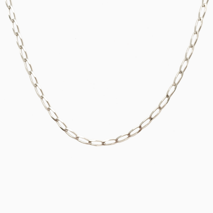 Fine Ribbon Link Necklace | Silver