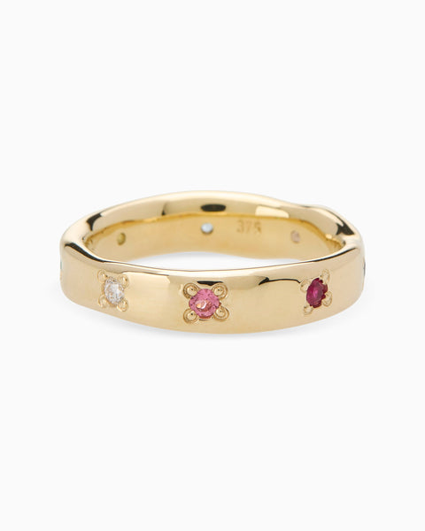 Signature Stone Band Ring | Solid Yellow Gold