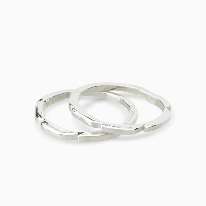 Delicate Trim Stack Ring | Solid White Gold