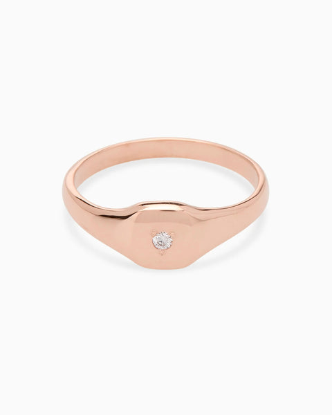 Petite Square Stone Signet | Rose Gold