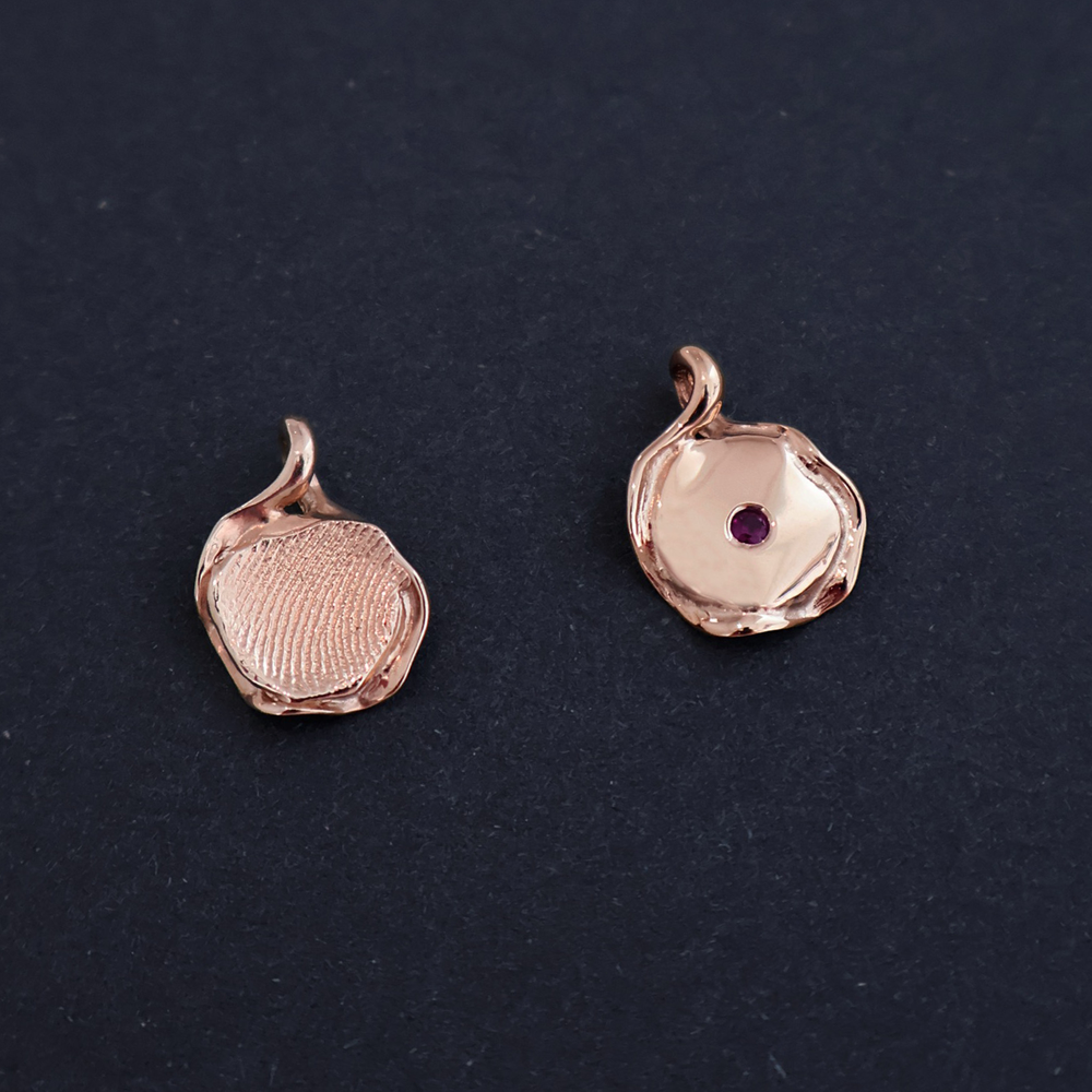 X-Mini Custom Wave Pendant (Stone & Engraving) | Rose Gold