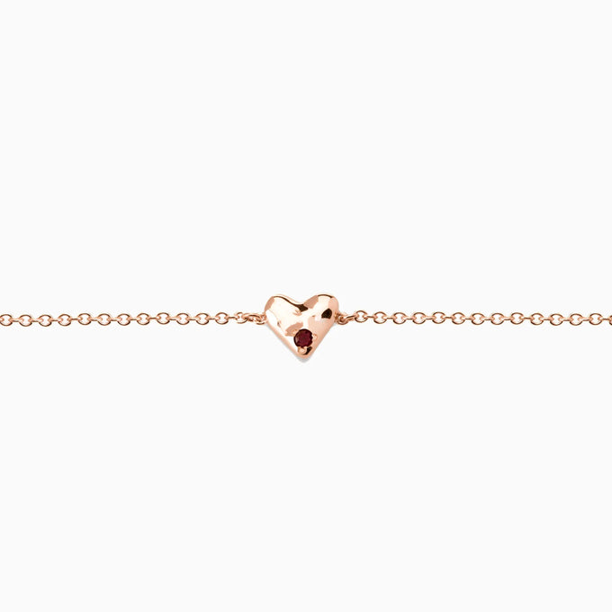 Organic Heart Stone Bracelet | Rose Gold