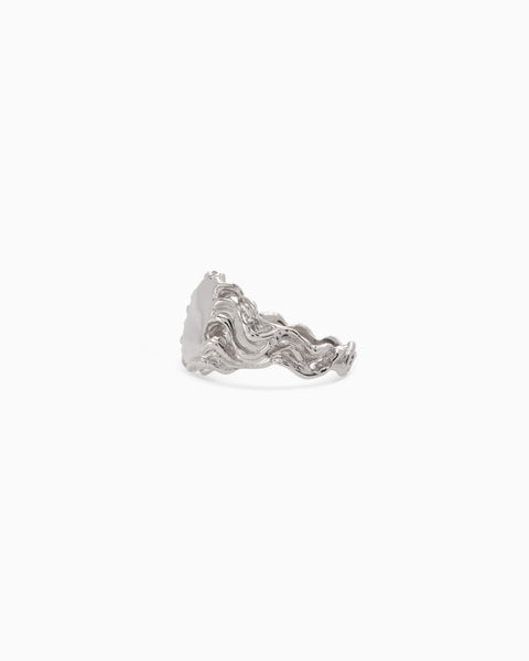 Sculpt Signet Ring | Solid White Gold
