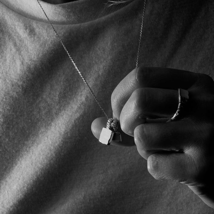Engraved Slate Pendant | Silver