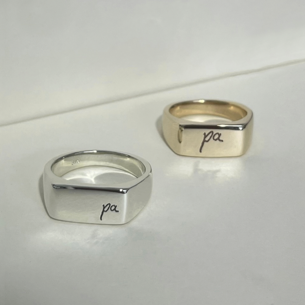 Signature Rectangle Signet Ring | Silver