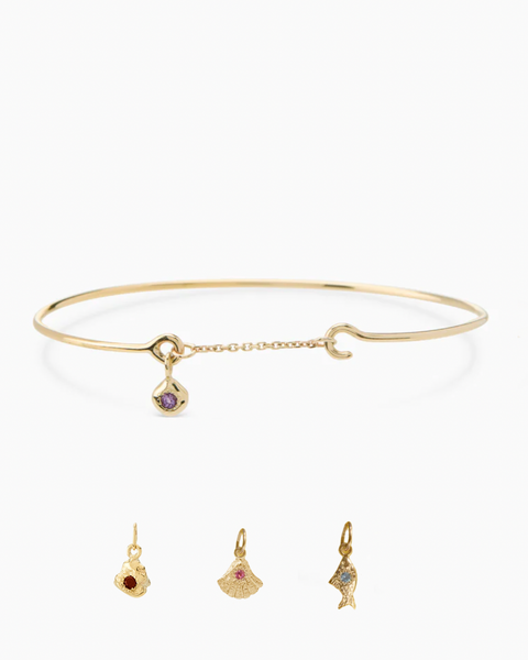 Birthstone Pendant Weave Bracelet | Yellow Gold