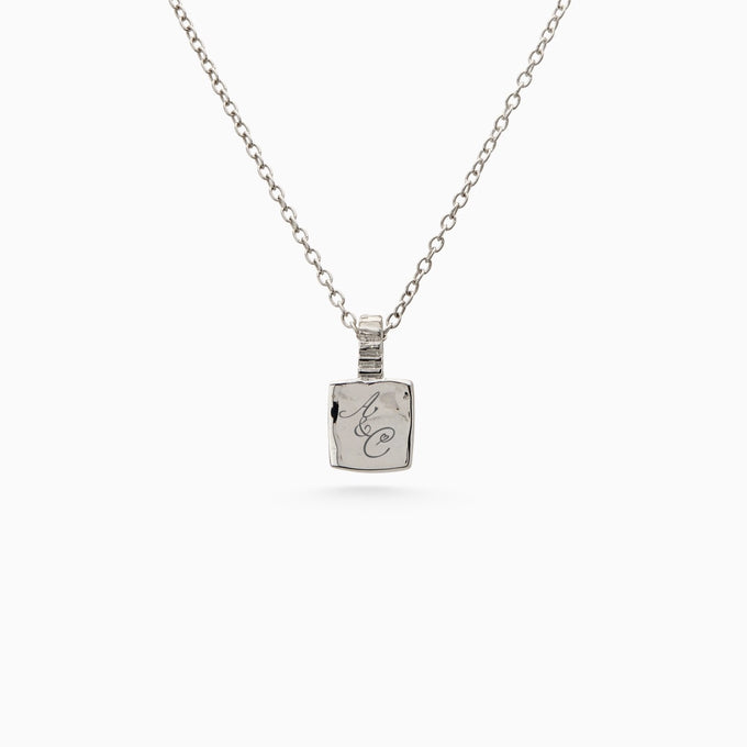 Engraved Slate Pendant | White Gold