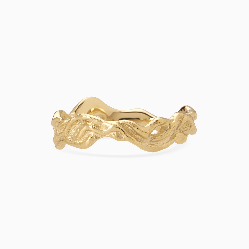 Narrow Sculpt Band Ring | Yellow Gold