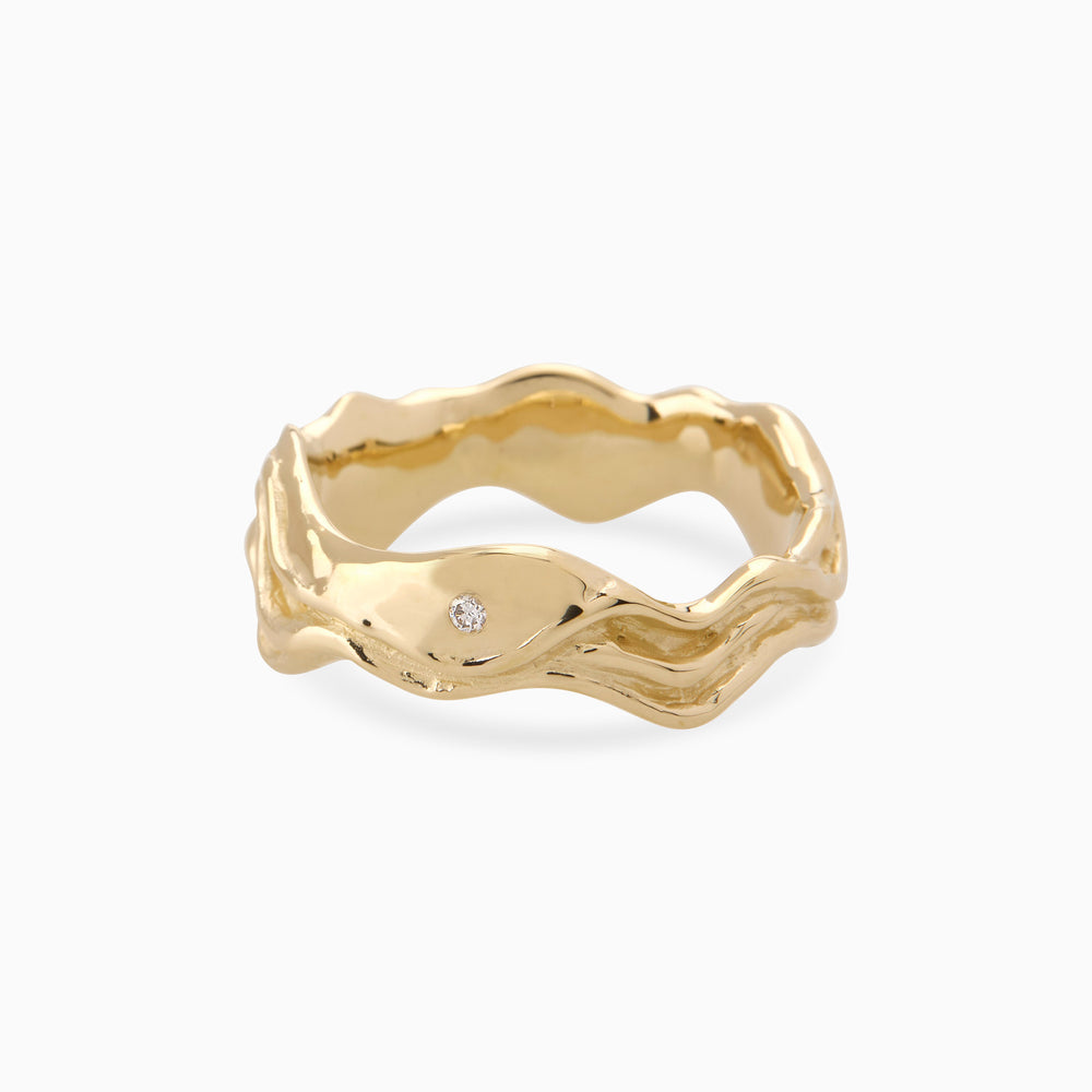 Sculpt Stone Band Ring | Yellow Gold