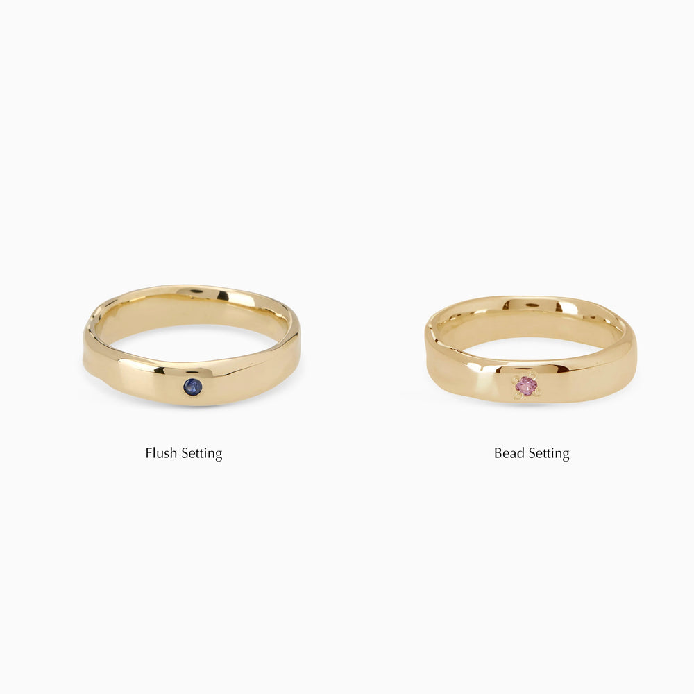 Signature Stone Band Ring | Solid Yellow Gold