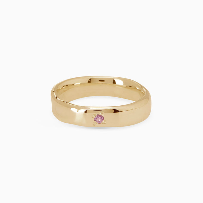 Signature Stone Band Ring | Solid Yellow Gold