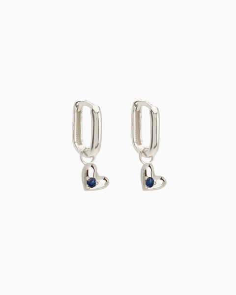 Mini Heart Stone Earring Charm | Silver