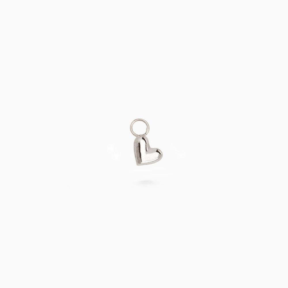 Mini Heart Earring Charm | White Gold