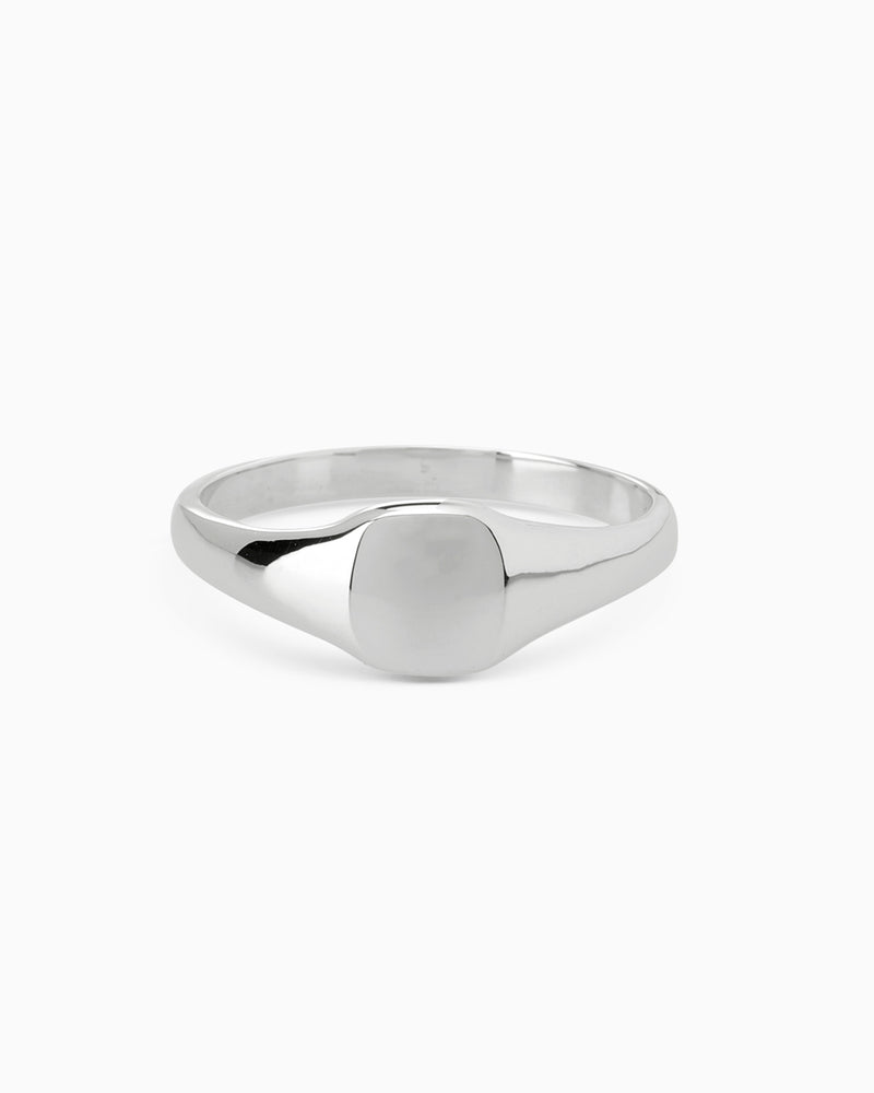 Signature Petite Square Signet Ring | White Gold