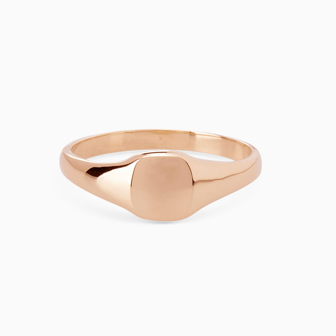 Signature Petite Square Signet Ring | Rose Gold