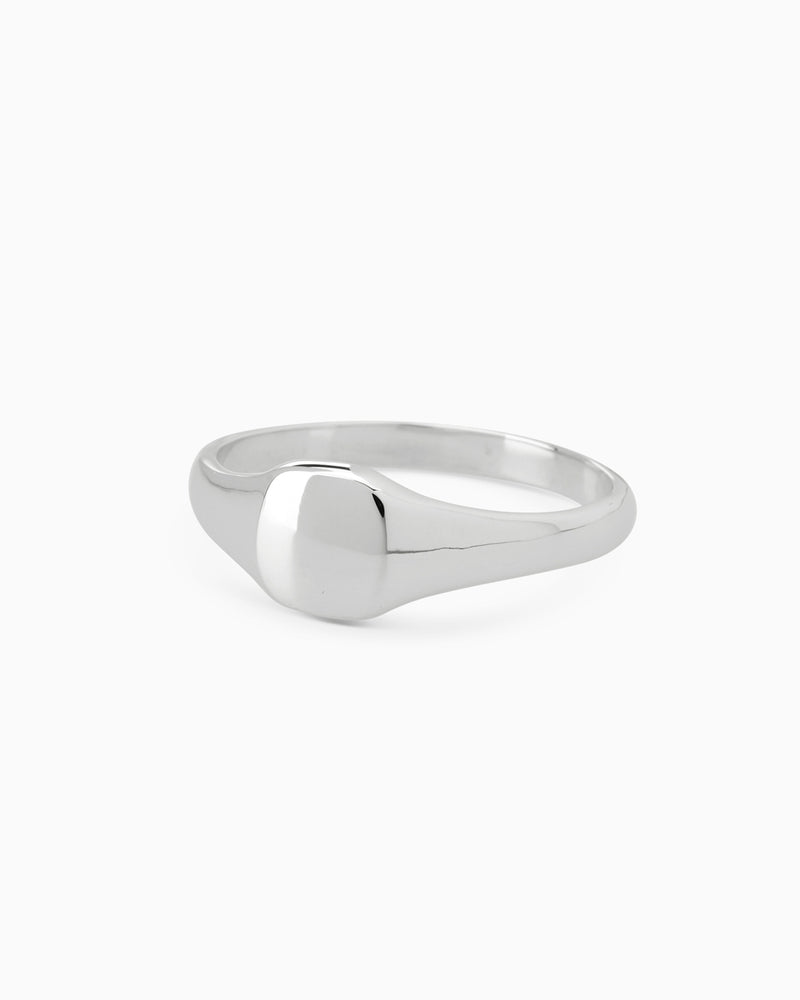 Signature Petite Square Signet Ring | White Gold