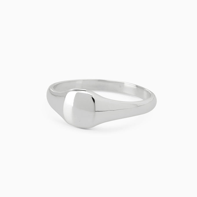 Signature Petite Square Signet Ring | White Gold