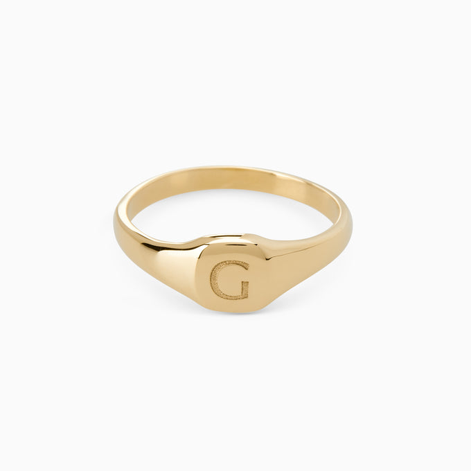 Signature Petite Square Signet Ring | Yellow Gold