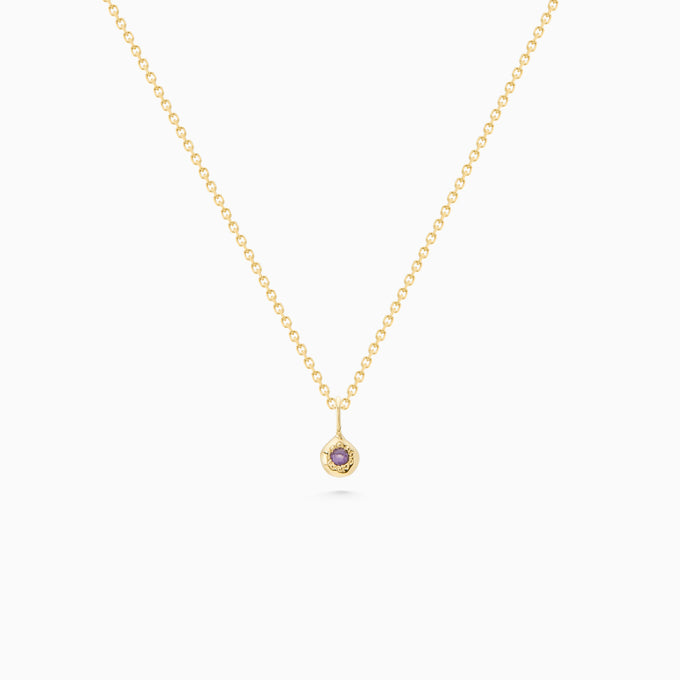 Tiny Birthstone Pendant | Yellow Gold