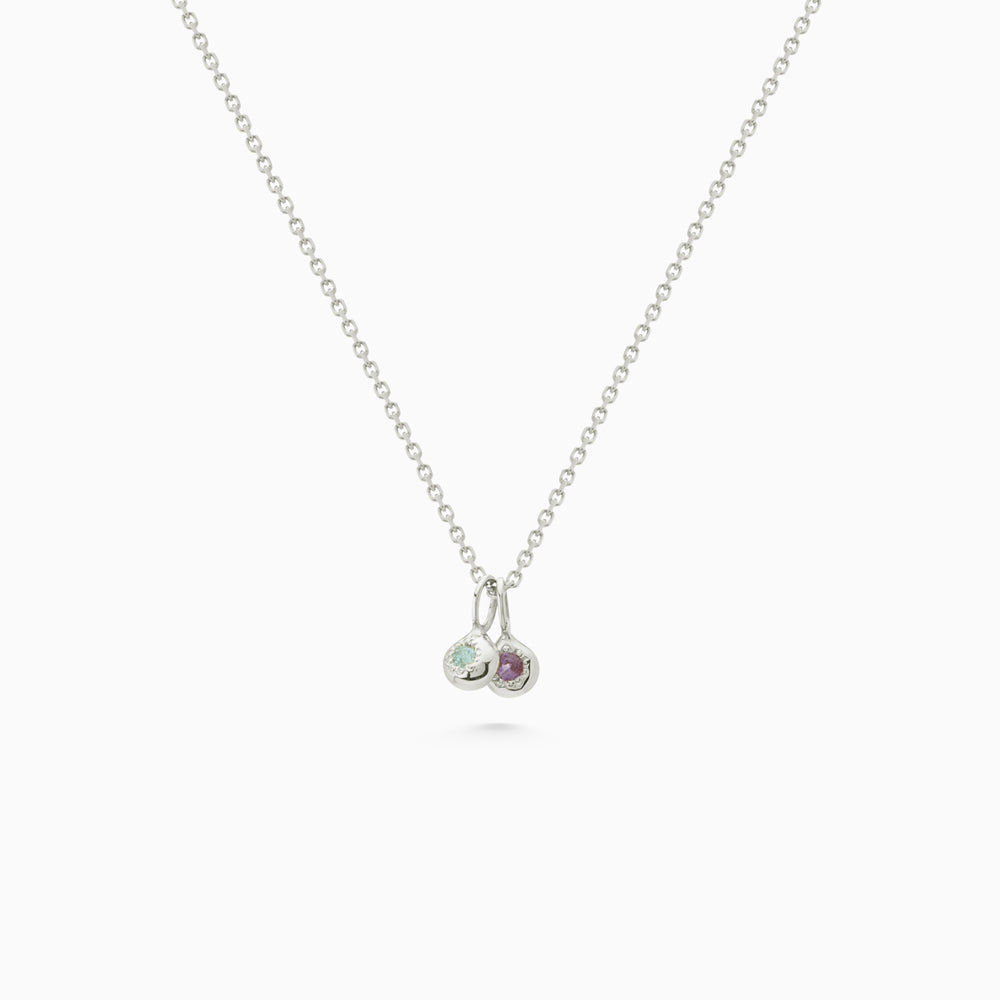 Tiny Birthstone Pendant | Silver