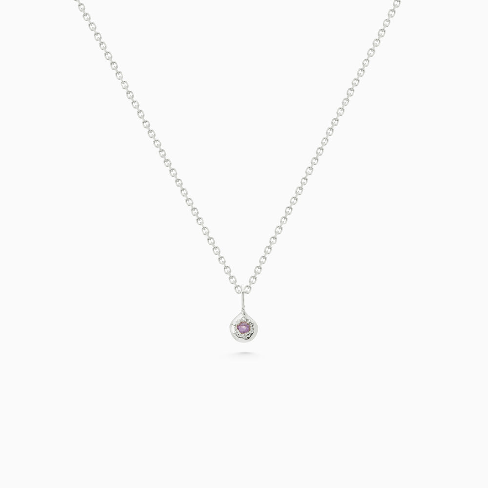 Tiny Birthstone Pendant | Silver