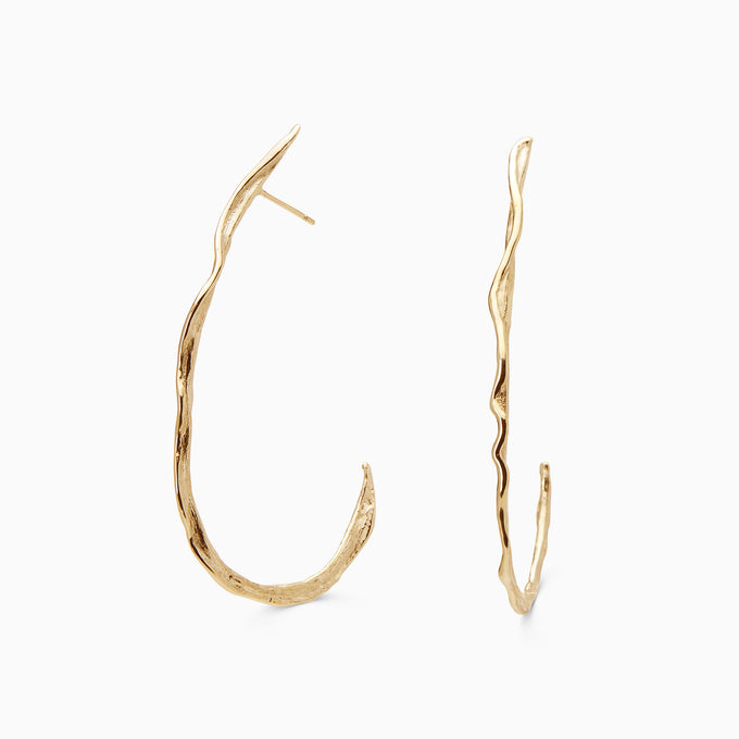 Sculpt Teardrop Hoops | Yellow Gold