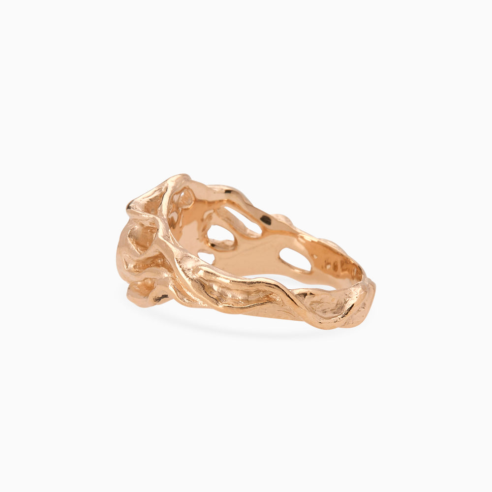 Engraved Ivy Oval Signet Ring | Rose Gold