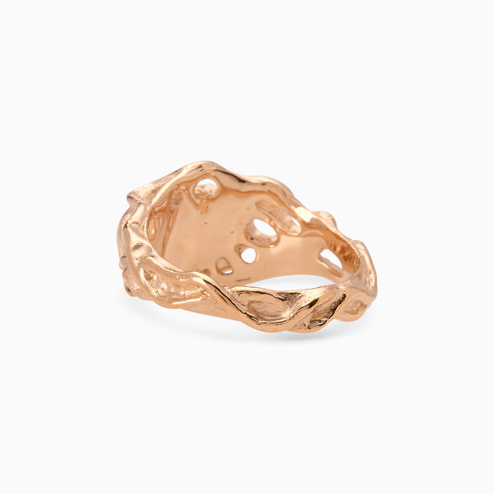 Engraved Ivy Oval Signet Ring | Rose Gold