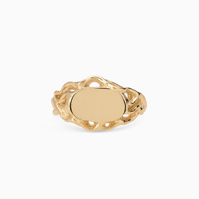 Ivy Oval Signet Ring | Yellow Gold
