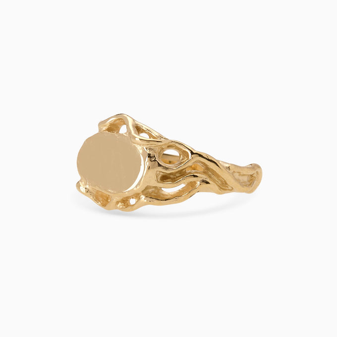 Ivy Oval Signet Ring | Yellow Gold