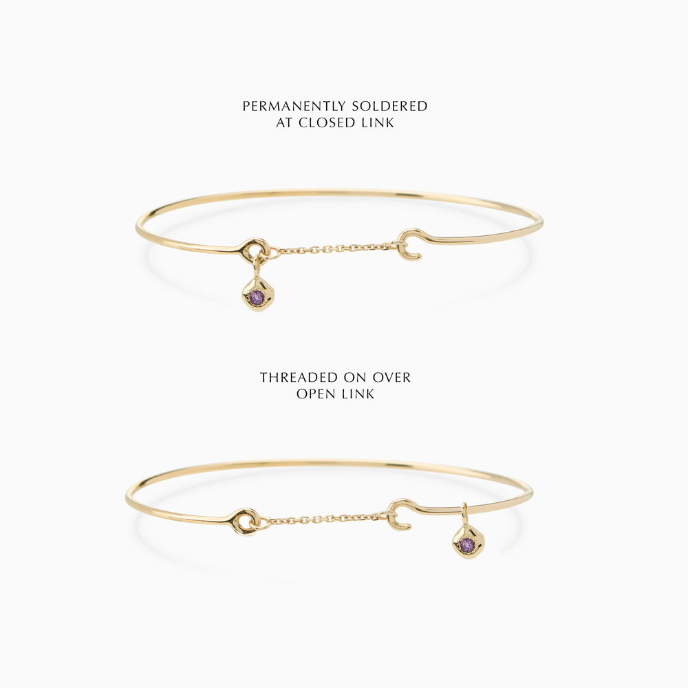 Birthstone Pendant Weave Bracelet | Silver