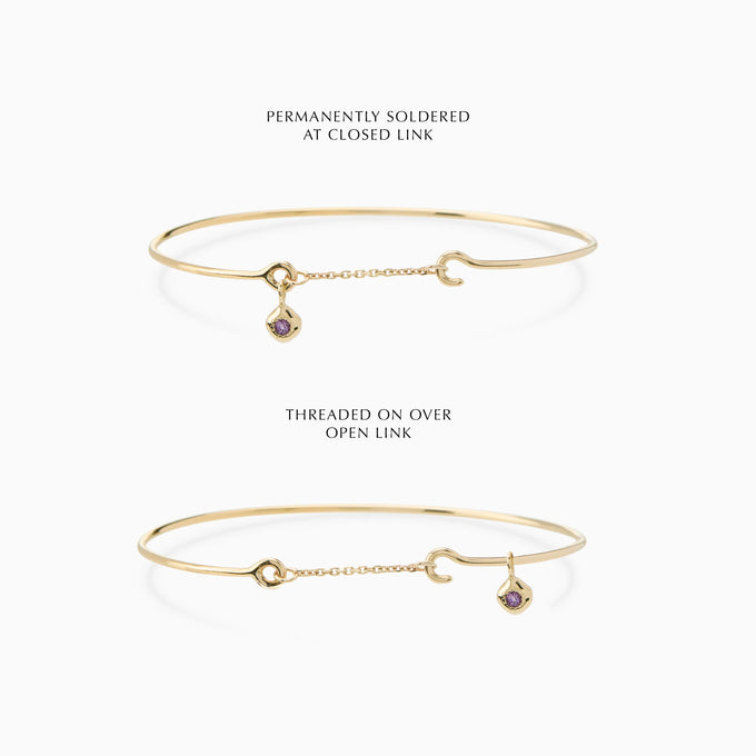 Birthstone Pendant Weave Bracelet | Silver