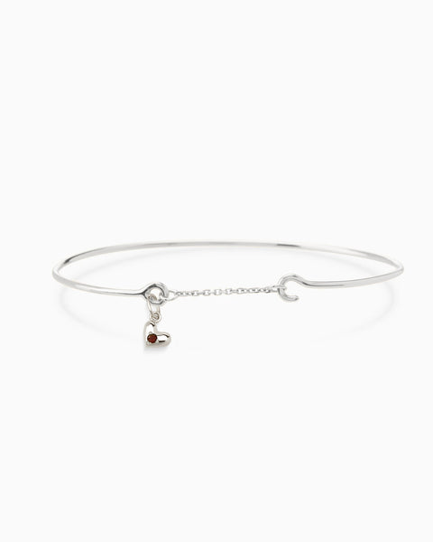 Mini Heart Stone Pendant Weave Bracelet | Silver