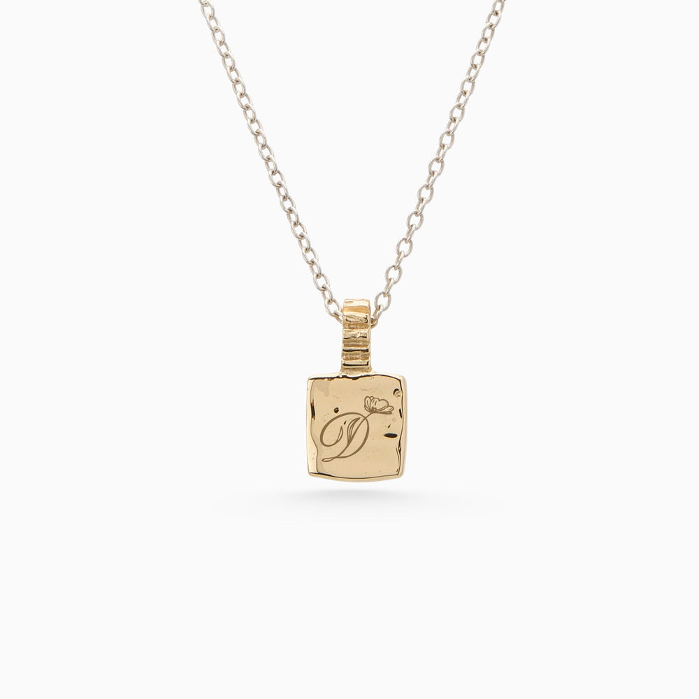Engraved Slate Pendant | Yellow Gold