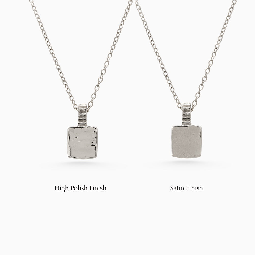 Mini Custom Slate Pendant (Stones & Engraving) | White Gold